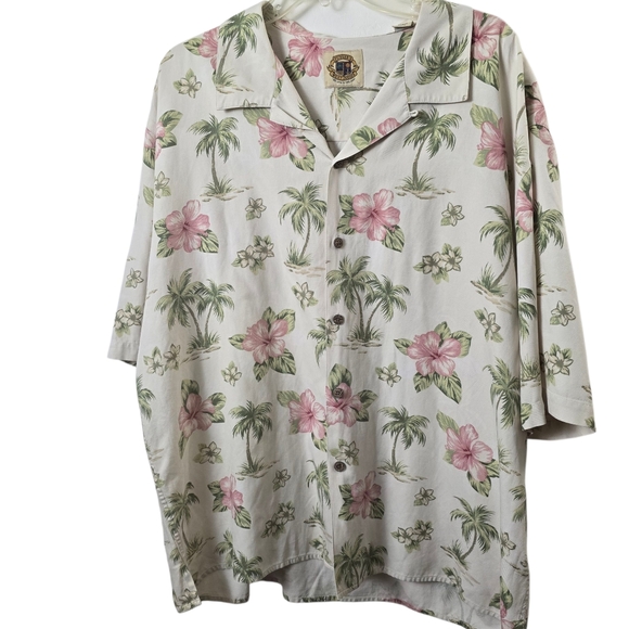 Pusser's West Indies Floral Tropical Button Down Silk Cotton Shirt Cocktail XL - Picture 1 of 16